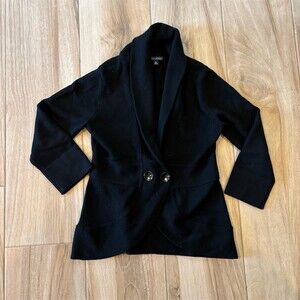 Banana Republic Sweater Blazer Jacket Womens M Black Shawl Collar Button